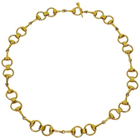 Gucci Vintage Gold Toned Horse Bit Chain Belt Necklace At 1stdibs