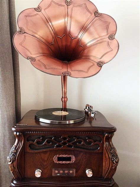 Solid Wood Antique Big Horn Gramophone Playerturntable