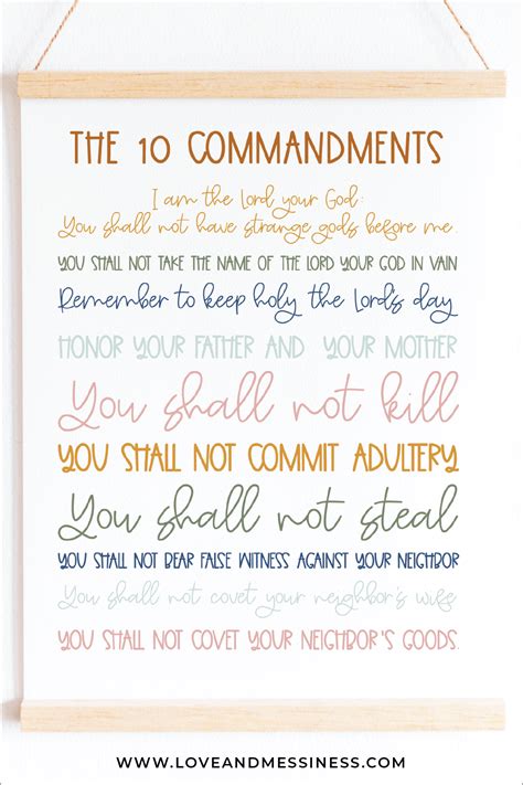 This Is A Cute And Colorful Printable Version Of The 10 Commandments