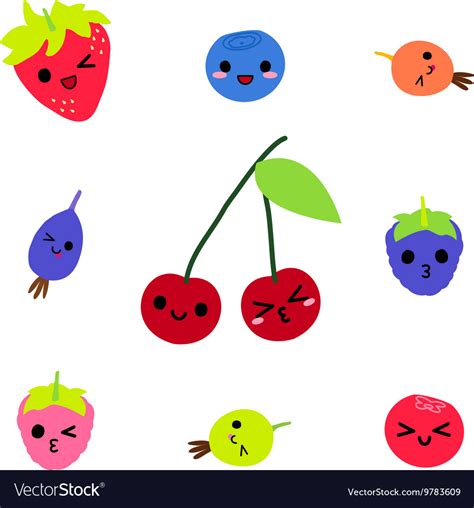 Cute Berries Character Collection Royalty Free Vector Image