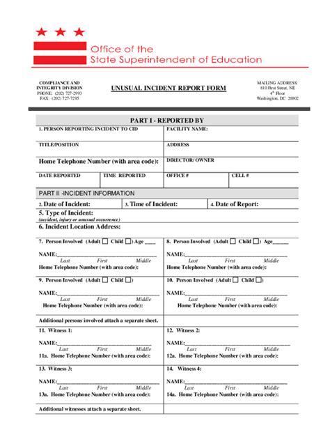 Osse Unusual Incident Report Form Fill Online Printable