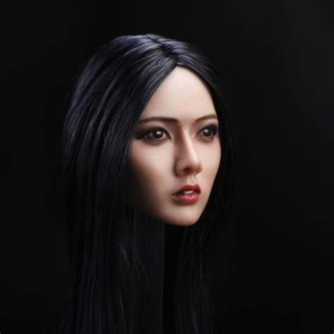 Scale Asian Female Head Sculpt Long Black Hair For Suntan