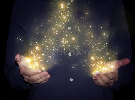 Magic Sparkles In Hands Stock Image Image Of Beautiful 77546909