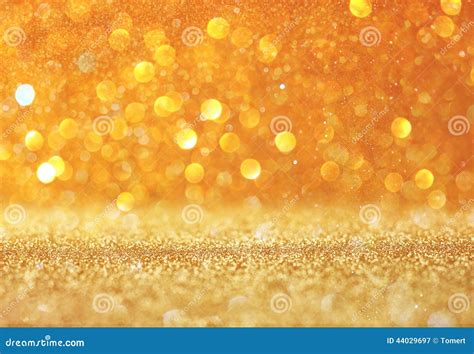 Abstract Gold Background With Copy Space Gliiter Bokeh Lights Stock