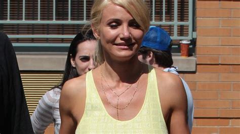 Cameron Diaz Flashes Some Boob And Suffers Nip Slip On The Set Mirror
