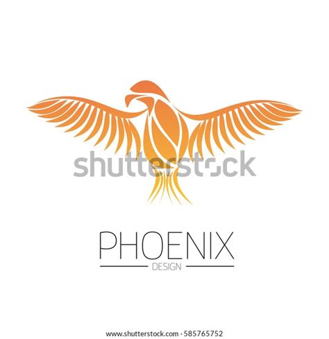 Flaming Phoenix Bird Wide Spread Wings Stock Vector Royalty Free