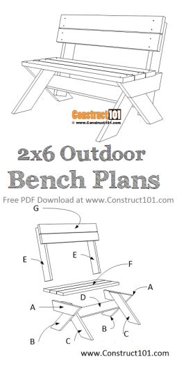 2x6 Outdoor Bench Plans Pdf Download Construct101