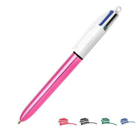 Bic 4 Colours Shine Retractable Ballpoint Pens Medium Point 10 Mm
