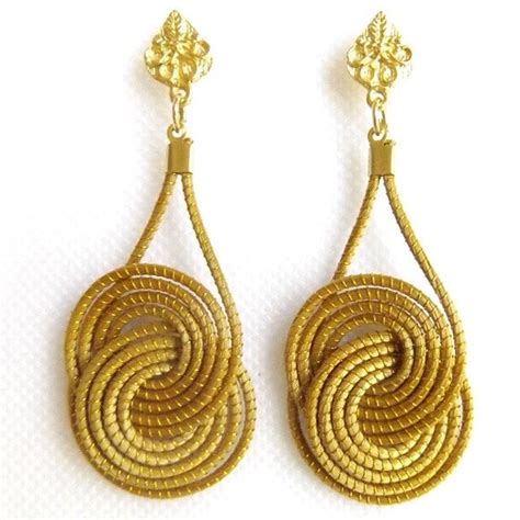 Brazilian Capim Dourado Vegetable Gold Ouro Vegetal Earrings