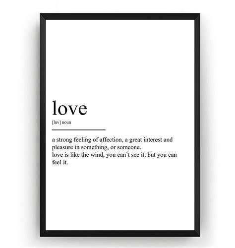 Love Definition Print Poster Wall Art Quote Typography Home Frame