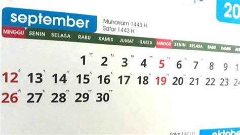Daftar Hari Penting Di Bulan September 2021 Umat Islam Masuki Bulan
