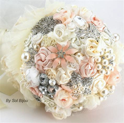 Brooch Bouquet Blush Ivory Cream Pink Pearl Bouquetelegant