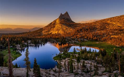 Download Wallpapers Cathedral Lakes Yosemite Evening Sunset Rocks