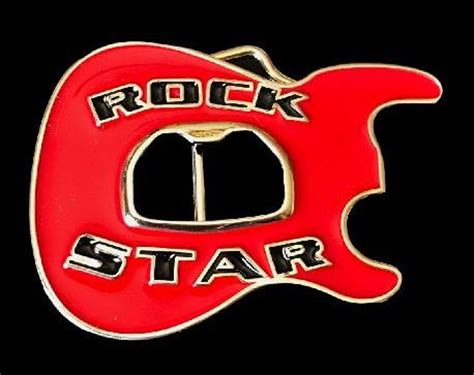 Guitar Belt Buckle Rock Star Red Guitars Music Musician Bottle Etsy