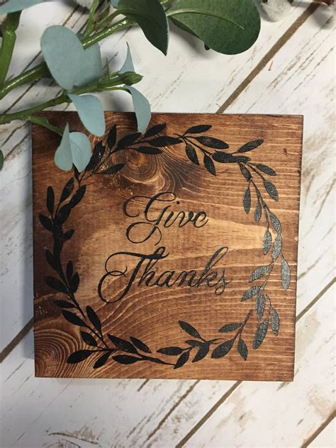 Give Thanks Sign Give Thanks Wood Sign Wreath Wood Sign | Etsy | Wood signs, Give thanks 