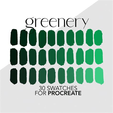 Greenery Procreate Color Palette Shades Of Green For Digital Etsy