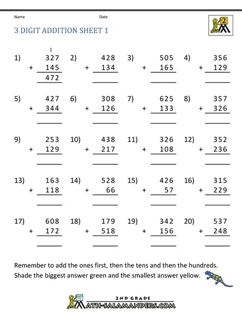 Addition With Regrouping 2nd Grade Math Worksheets Free 2nd Grade