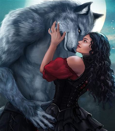 Werewolf And Human Couple Werewolf Art Wolves And Women Romance Art