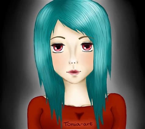 Girl With Teal Hair By Tonia Chan On Deviantart