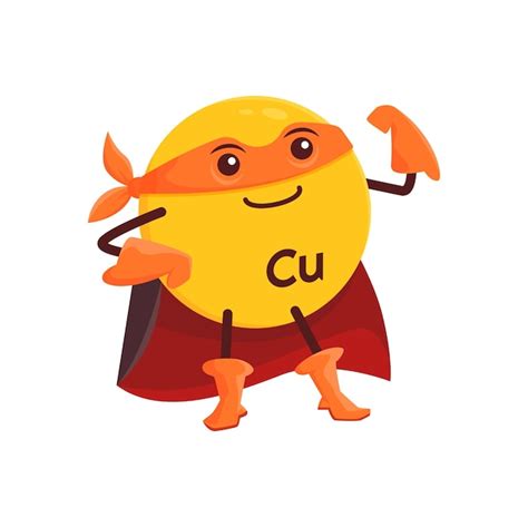 Premium Vector Cartoon Copper Or Cuprum Superhero Micronutrient