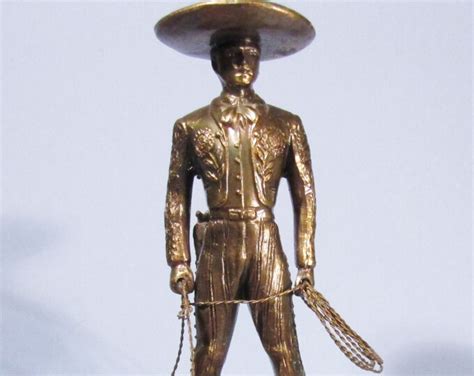 Mexican Cowboy Charro Vaquero Bronze Metal Statue Western Americana