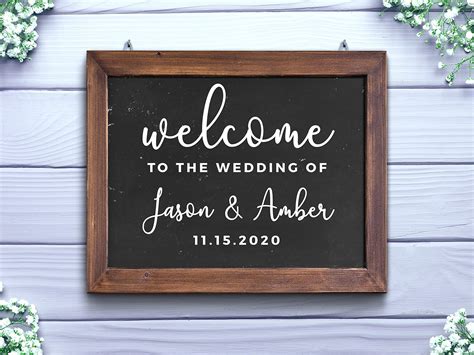 Buy Welcome Wedding Sign Decal Custom Couples Names And Date Sign Vinyl