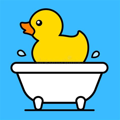 Cartoon Yellow Rubber Duck In A Bathtub Stock Vector Illustration Of