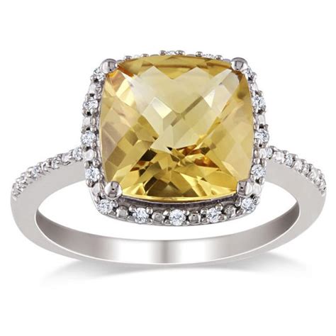 Shop Miadora Sterling Silver Citrine And Ct Tdw Diamond Ring G H
