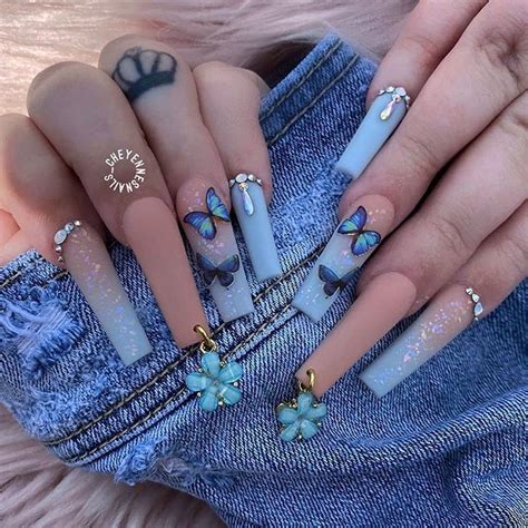 Instagram | Blue acrylic nails, Blue coffin nails, Long acrylic nails