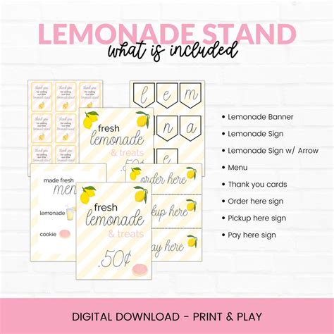 lemonade and treat stand printable lemonade set up lemonade pretend play etsy