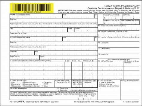 Usps Customs Form Pdf Fillable Printable Forms Free Online