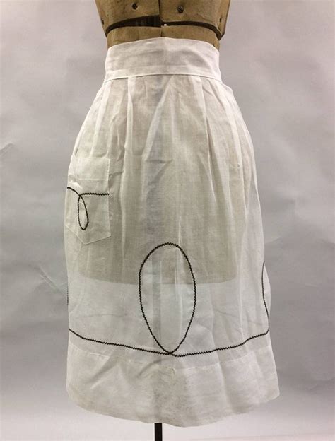 Vintage White Sheer Apron With Black Rick Rack Trim French Etsy French Maid Costume White