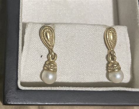 Vintage James Avery Cultured Pearl Dangle Earrings Gem