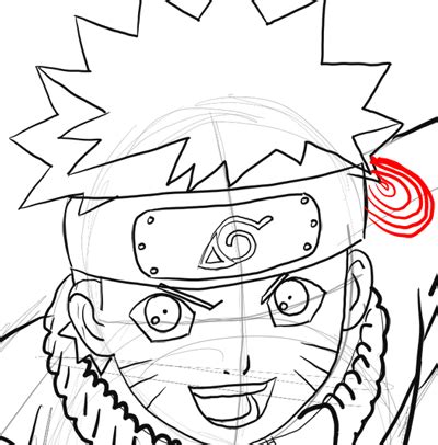 Next, draw two small semicircles on both sides of the head (for the ears), followed by a headband and the collar of his shirt as shown in. How to Draw Naruto Uzumaki with Easy Step by Step Drawing ...