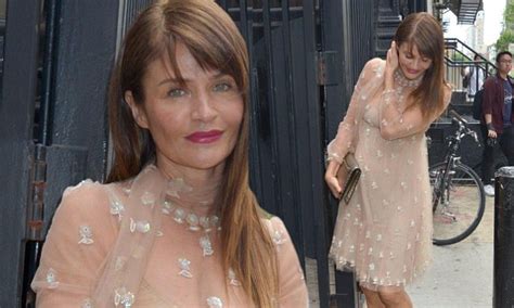 Helena Christensen Wears A Whimsical Nude Dress In Nyc Daily Mail Online