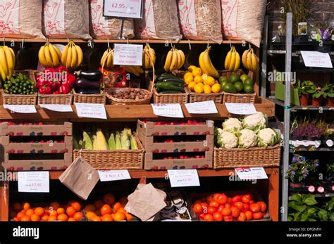 A Greengrocers Fruit And Veg Shop Display Uk Stock Photo Alamy