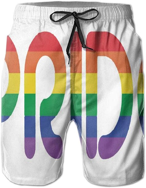 Chill·tek Mens Swim Trunks Rainbow Flag Gay Pride 3d Printed Beach