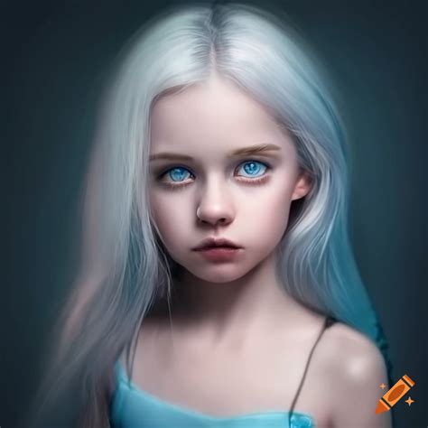 Captivating Portrait Of A Girl With White Hair And Blue Eyes