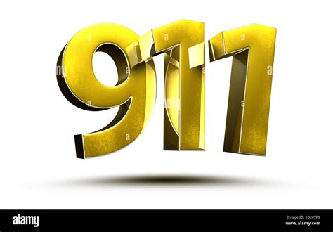 Gold Numbers 911 Isolated On White Background Illustration 3d Rendering