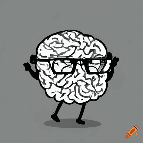 Cartoon Brain With Glasses Walking And Smiling