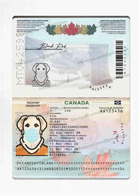 Canada Passport Template Psd New V2 Blank Psd