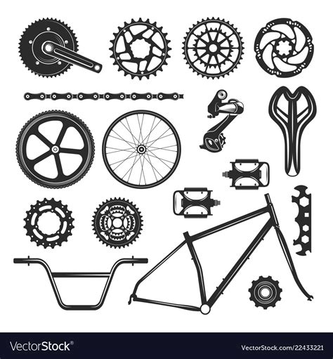 Bicycle Repair Parts Set Vehicle Element Icon Vector Image