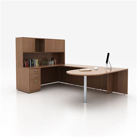 Customized L Shape Luxury Wooden Manager Desk Furniture Set Office