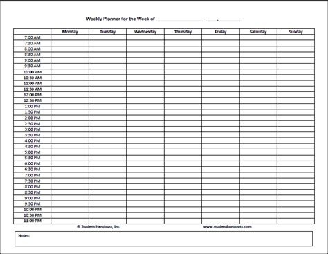 5 Weekly Planner Templates Excel Pdf Formats