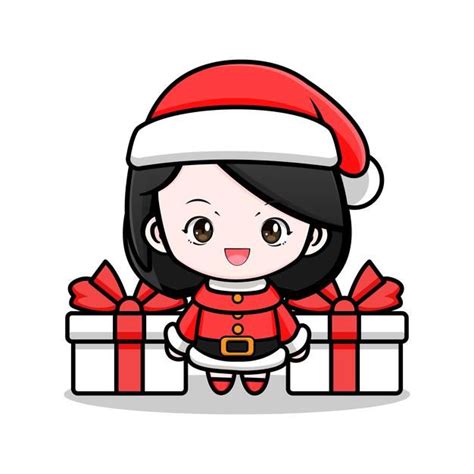 Premium Vector Cute Santa Girl Design Illustration Santa Cartoon