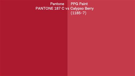 Pantone 187 C Vs Ppg Paint Calypso Berry 1185 7 Side By Side Comparison