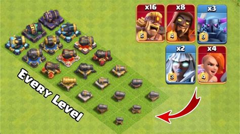 Every Level Cannons Vs All Troops Clash Of Clans Youtube