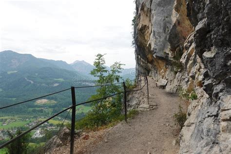 Ewige Wand Hiking And Mountain Biking Path Bad Goisern Austria Stock