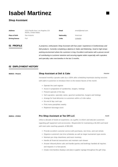 Shop assistant Resume Template | Guided writing, Certified nursing assistant, Nursing assistant