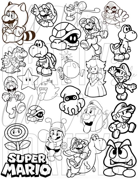 Super Mario Ausmalbilder 23 Digital Pdf Coloring Pages Etsyde